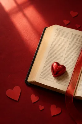 Valentines Heart on Open Bible Flat Lay