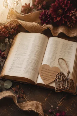 Open Bible with Heart Note Flat Lay