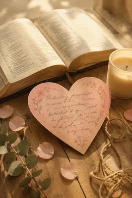 Heart Card and Open Bible Still Life