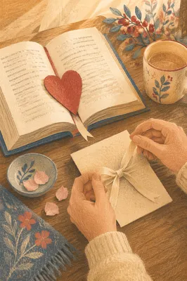 Valentine Heart Bookmark on Open Bible