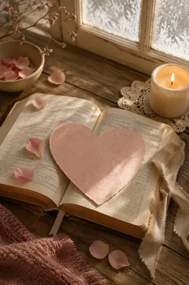 Valentine Heart Card on Open Bible