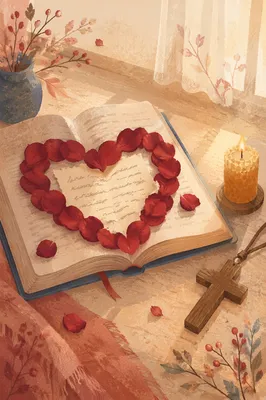 Valentine Still Life with Open Bible