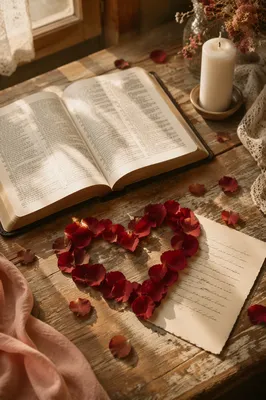 Valentine Bible Verse with Rose Petal Heart