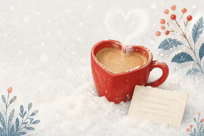 Heart Shaped Mug in Winter Snow