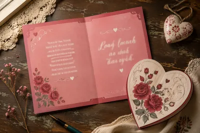 Valentine Card and Heart Keepsake Overhead