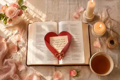 Valentines Bible Verse Heart Flat Lay