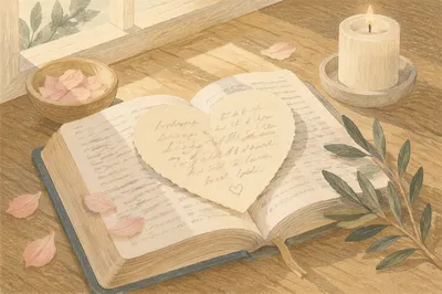 Valentine Heart Scripture on Open Bible