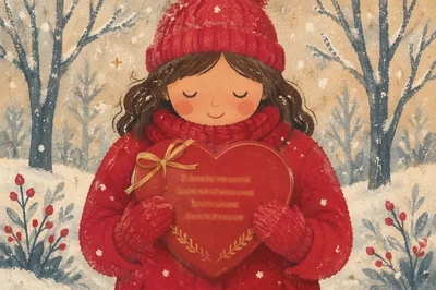 Winter Valentine Heart with Bible Verse