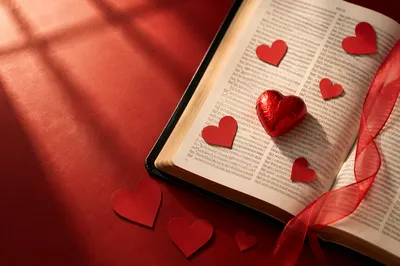 Valentine Heart Candy on Open Bible