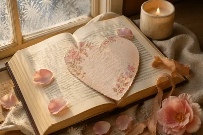 Valentine Heart Card on Open Bible