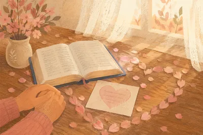 Valentine Still Life with Open Bible