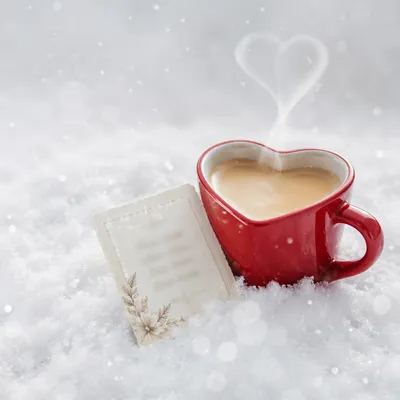Red Heart Mug in Fresh Snow