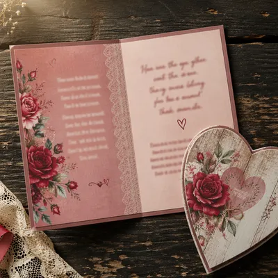 Valentine Card and Heart Keepsake Flat Lay