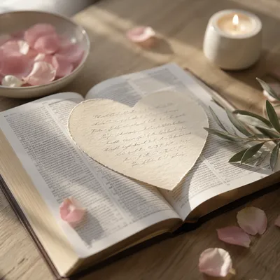 Valentine Heart on Open Bible