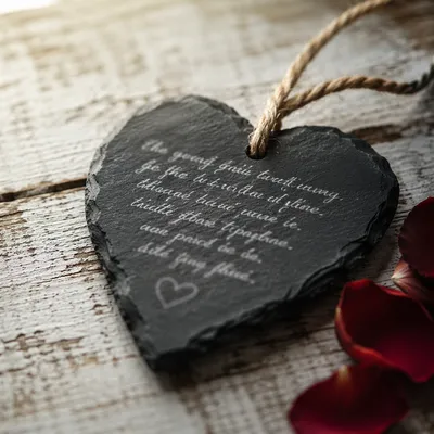 Heart Shaped Slate with Love Verse