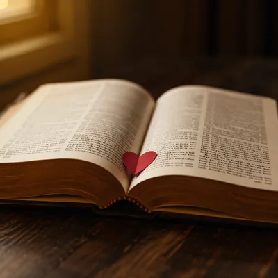 Valentines Day Heart Bookmark on Bible