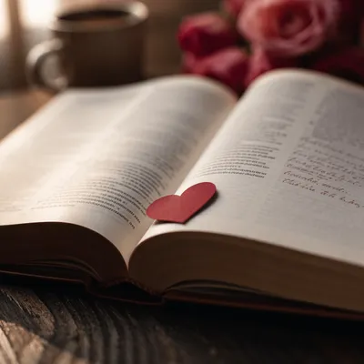 Valentine Heart Bookmark on Open Bible