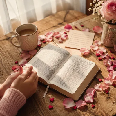 Valentine Prayer Bible with Rose Petal Heart