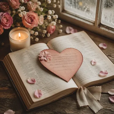 Valentine Heart Card on Open Bible