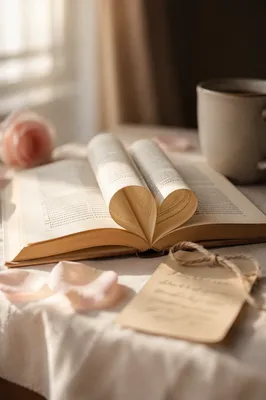 Open Devotional Book with Heart Pages