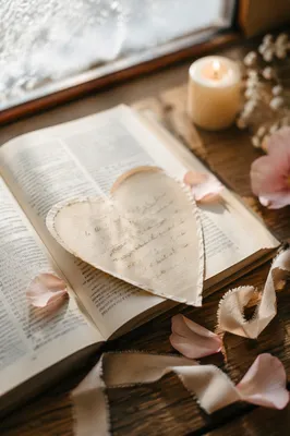 Valentine Heart on Open Bible