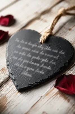 Heart Shaped Slate on White Wood