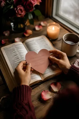 Heart Card on Open Bible Table