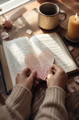 Valentine Heart Bookmark on Open Bible