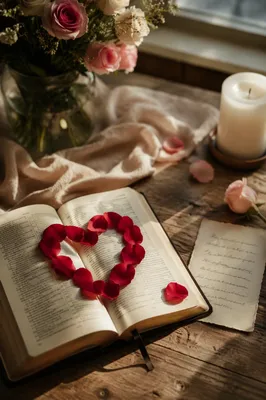 Valentine Bible Verse with Rose Petal Heart