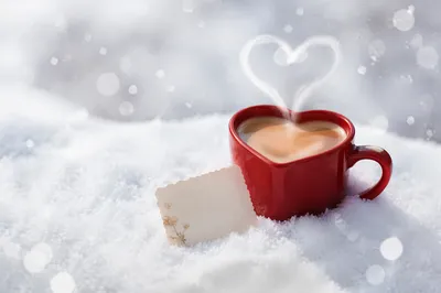 Red Heart Mug in Fresh Snow