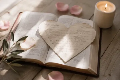 Valentine Heart Scripture on Open Bible