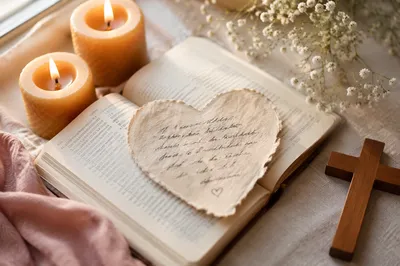 Heart Shaped Paper on Open Bible