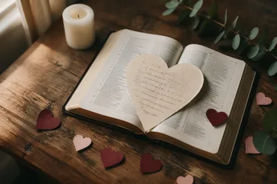 Valentine Heart Scripture on Open Bible