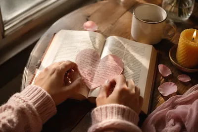 Valentine Heart Bookmark on Open Bible