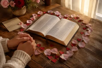 Valentine Prayer Bible with Rose Petal Heart