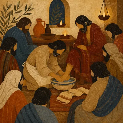 Holy Thursday Foot Washing in Candlelit Chapel