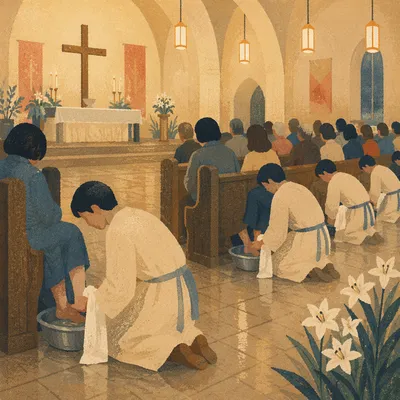 Holy Thursday Foot Washing Church Service