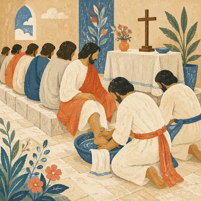 Holy Thursday Foot Washing in Church Sanctuary