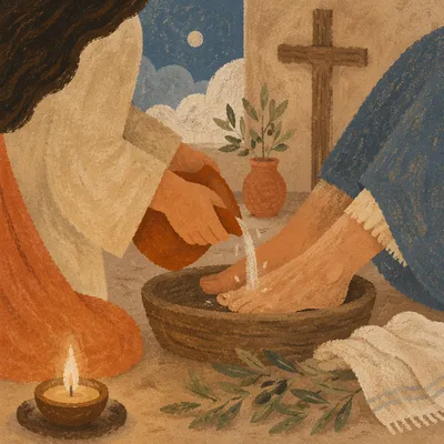 Holy Thursday Foot Washing in Candlelit Chapel