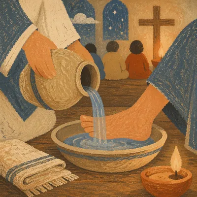 Holy Thursday Foot Washing in Candlelit Chapel