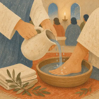 Holy Thursday Foot Washing in Candlelight