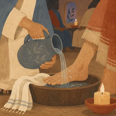 Holy Thursday Foot Washing in Candlelit Chapel