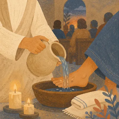 Holy Thursday Foot Washing in Candlelight