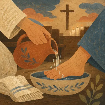 Holy Thursday Foot Washing in Candlelit Chapel