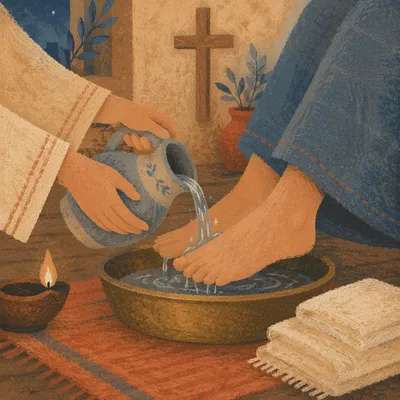 Maundy Thursday Foot Washing in Candlelit Chapel