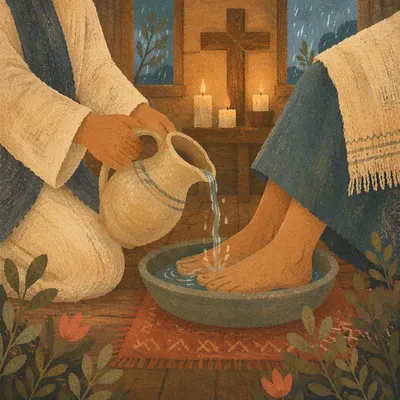 Holy Thursday Foot Washing in Wooden Chapel