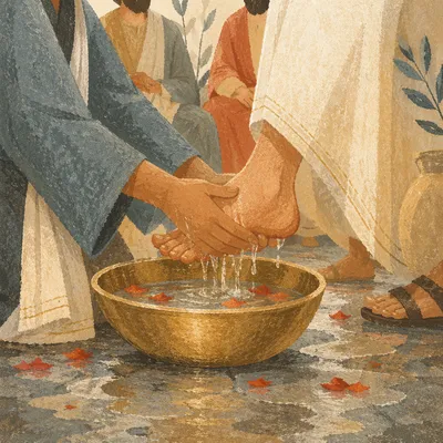 Holy Thursday Foot Washing Ceremony Close-Up