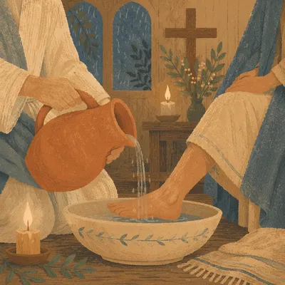 Holy Thursday Foot Washing in Candlelit Chapel