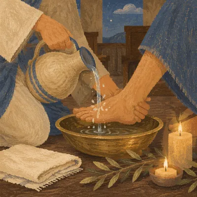 Holy Thursday Foot Washing in Candlelit Chapel