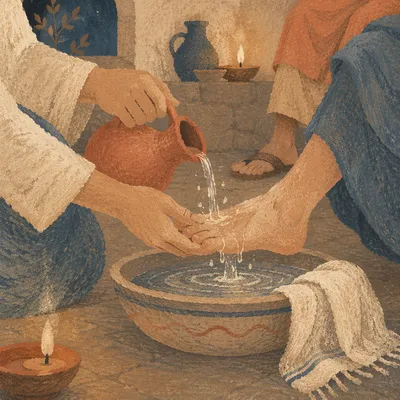 Holy Thursday Foot Washing in Candlelight